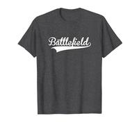 Battlefield Baseball Vintage Retro Fuentes Camiseta, Hombre, Jaspeado Oscuro, 5XL