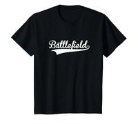 Battlefield Baseball Vintage Retro Fuentes Camiseta, Niños, Negro, 6 años