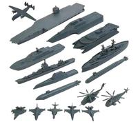 Battleship Toy 17pcs/Set Realista Toy Proportional Battleship Incluye Barcos y Aviones dones de Motor Educativo y Fino para niños, Gris