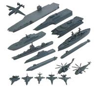 Battleship Toy 17pcs/Set Realista Toy Proportional Battleship Incluye Barcos y Aviones dones de Motor Educativo y Fino para niños, Gris &&