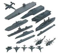 Battleship Toy 17pcs/Set Realista Toy Proportional Battleship Incluye Barcos y Aviones dones de Motor Educativo y Fino para niños, Gris