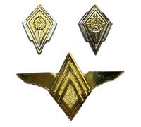 Battlestar Galactica BSG Commander Rank Pins & Senior Flight Wings Set Sci-Fi Replica Insignia con símbolo colonial