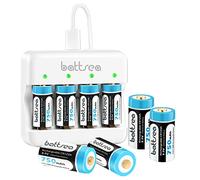 Battsea 750 mAh 3,7 V 123 A/123 baterías de litio recargables, paquete de 8 con cargador rápido, compatible con Arlo VMC3030 VMK3200 VMS3230 VMS3330 VMS3430 linternas detector de humo despertador