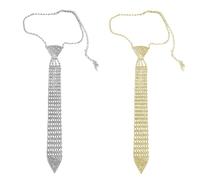 Batum 2 collares largos de diamantes de imitación, collar largo de lentejuelas brillantes para accesorios de boda