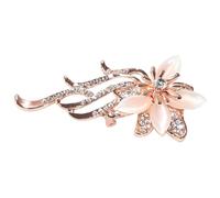 Batum Broche de flor con lazo, aleación en tono oro rosa con elegante alfiler de diamantes de imitación de cristal para decorar ropa, bufandas y sombreros, 6,2 cm x 3,2 cm
