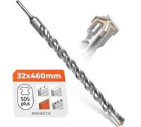 BAUBECK Broca SDS Plus de 32 mm x 460 mm de largo para hormigón y piedra, acero 40CR premium, duradero, 4 brocas para piedra de 32 mm para mejores resultados, broca SDS Plus de 32 mm, broca SDS de 32