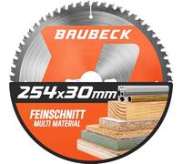 BAUBECK Hoja de sierra de 254 x 30 mm, 2,2 mm, corte fino en madera y aluminio, 80 dientes para sierras circulares de mesa y sierras de mesa, como Metabo KGS 254 M, Bosch GTS 10 XC, PTS 10 compatible,