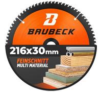 BAUBECK Multi Material Disco sierra 216 x 30mm - Disco 216 x 30 madera, aluminio y mucho más. - Disco de sierra circular 216 compatible con Metabo KGS 216, Bosch GCM 8 y muchos más