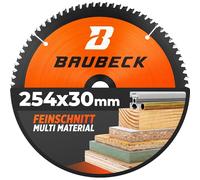 BAUBECK Multi Material Hoja de sierra 254x30 - Disco sierra 254 para madera, aluminio y mucho más - Hojas de sierra circular 254x30 compatible con Bosch GTS 10, PTS 10, Metabo KGS 254 y muchos más