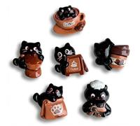 BAUCH 6psc Pequeña Gato negro 3D Imanes de Nevera,Imanes de Nevera Decorativos,Para pizarra blanca, taquilla, cocina y oficina, calcomanías magnéticas decorativas