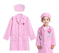 BAUCH Bata de Laboratorio Niños,Disfraz Doctor Niño,Disfraz Doctor Niño, Bata Cientifico para Estudiant Escuela Hospital Cosplay,Adecuado para alturas de 100-110 cm,Viene con un sombrero
