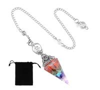 BAUCH Colgante 7 Chakras de Piedras Naturales Curativas para Meditación y Reiki, Amuleto de Energía Positiva y Equilibrio Espiritual con Bolsa de Terciopelo, Collar Unisex para Yoga y Sanación
