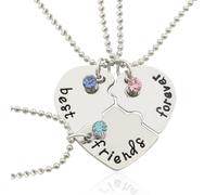 BAUCH Collar de Amistad BFF de 3 Piezas con Puzzle de Corazón para Mejores Amigas, Aleación, Juego para Tres Amigas como Regalo