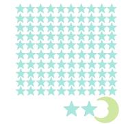 BAUCH Estrellas Fluorescentes para Techo 1 Conjunto Pegatina Pared Luminosa Estrellas Azules Profundas Luna Amarilla Decoración Habitación Infantil Plástico para Familias