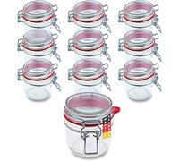 BAUER Flaschenbauer- 10 tarros de alambre de 255 ml, utilizables como tarro de conservas y de fermentación, para almacenamiento, pequeños tarros para rellenar, tarros vacíos con gancho de alambre -