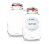 Bauer Flaschenbauer - Juego de 2 tarros de almacenamiento con soporte de alambre, 4880 ml, adecuado como tarro para conservas y fermentación, para almacenamiento, relleno, tarros vacíos con gancho de