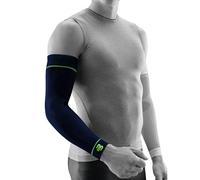 Bauerfeind, 1x Par de vendas de compresión deportiva para el brazo, Unisex, Para ambos brazos, Para deportes de pelota o de resistencia, Fortalecimiento de los músculos, Talla M corto, Azul marino, 29355011500022