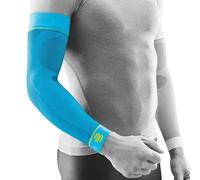 Bauerfeind, 1x Par de vendas de compresión deportiva para el brazo, Unisex, Para ambos brazos, Para deportes de pelota o de resistencia, Fortalecimiento de los músculos, Talla S corto, Turquesa, 29355013800021