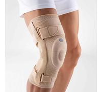 Bauerfeind Rodillera izquierda Genutrain S beige con tirantes estabilizadores la