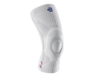 BAUERFEIND Rodillera Sports Knee Support NBA Unisex en negro, 1 rodillera deportiva para baloncesto, se puede usar en la rodilla derecha e izquierda, rodillera