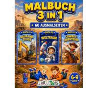 Baufahrzeuge, Weltraum & Cowboy-Abenteuer Malbuch für Jungen 6-9 Jahre: 3-in-1-Malbuch mit 60 spannenden, einseitig gedruckten Ausmalbildern für Kinder (Smash Kids 3-in-1 Malbuch Kollektion)
