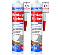 baufan Adhesivo de montaje Express de 280 ml, en práctico cartucho, listo para usar, adhesivo universal para madera, canales de cable, placas aislantes, cerámica, PVC, sin disolventes, color blanco