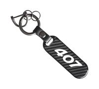 BAUFAS Llavero de Coche, Adecuado para Accesorios de Llave de Coche Peugeot 407, Llavero de aleación, Correa de Cuero para Llave,A