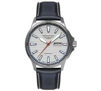 Bauhaus Aviation 2862-1 - Reloj automático de titanio para hombre (42 mm, cristal de zafiro, correa de piel, 10 ATM), color azul