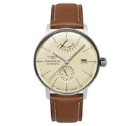 Bauhaus Reloj automático para hombre 2060-5 con reserva de marcha, fondo de cristal, correa de piel, fabricado en Alemania