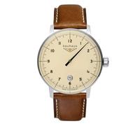 Bauhaus Reloj de hombre con correa de cuero Ronda de cuarzo monócrono, fecha 2042-5, Correa