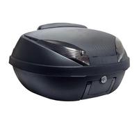 Baúl 52L negro mate y carbono 58 x 45 x 32,5 cm con placa fija y respaldo