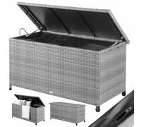 Baúl almacenaje exterior poliratán gris 122x56x62cm ruedas