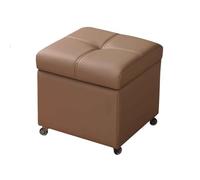 Baúl Almacenamiento Banco Almacenaje Puff Asiento Otomana Ruedas Piel De Vacuno Ecológica para Masaje En El Hogar Oficina Taller De Talle(Camel,32cm/12.6in)