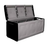 Baúl arcón para exterior, en polipropileno de 330L - 138x57x53cm - color gris oscuro y negro