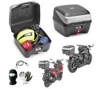 Baúl B32Nmal Giv 32 litros para moto scooter compatible con Montesa Cota Repsol 250 Maleta baúl pequeño 1 casco modular para portaequipajes trasero completo de placa + kit de montaje