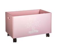 Baúl bazar estilo colorido rosa, ruedas negras, dimensiones 45x29x28 cm