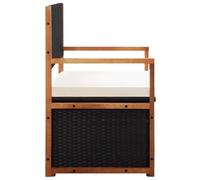 Baúl de 115 cm, polirratán, madera de acacia, color negro