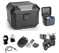 Baúl de 38 litros Giv con placa + kit de montaje compatible con Triumph Sprint 1050 ST - Maleta para portaequipajes trasero de moto scooter negro para 1 casco modular