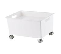 Baúl de Almacenamiento con Ruedas, Cesta de Almacenamiento Debajo de la Cama, Papelera de Plástico con Ruedas, Caja Organizadora de Almacenamiento Móvil, Contenedores de Almacenamiento(Blanco)