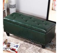 Baúl de Almacenamiento con Tapicería de Cuero , Reposapiés para Dormitorio, , Taburete para , Sofá con Estructura de Madera y Pies