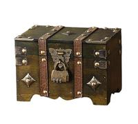 Baúl de almacenamiento de seguridad con temática vintage, herrajes metálicos, organizadores de gran capacidad para joyas, accesorios de antigüedades, baúl combinado de