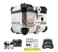 Baúl de Aluminio 45L 55L 65L Top Case Baúl Moto,Maletero de Scooter,Maleta Moto Maletero Caja para Motocicleta con Cerradura para Casco(Blanca,45 L)