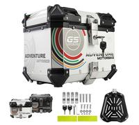 Baúl de Aluminio 45L 55L 65L Top Case Baúl Moto,Maletero de Scooter,Maleta Moto Maletero Caja para Motocicleta con Cerradura para Casco(Blanca,55 L)