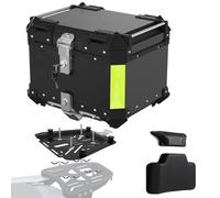 Baúl de Aluminio para Moto 45L-100L - Maleta Top Case Impermeable, Maletero de Motocicleta, Caja para Scooter Con Placa de Montaje y Respaldo (Negro, 55 L)
