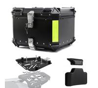 Baúl de Aluminio para Moto 45L 55L 65L 80L 100L, Maleta Top Case Impermeable, Maletero de Motocicleta, Caja para Scooter con Placa de Montaje y Respaldo (Negro, 45 L)