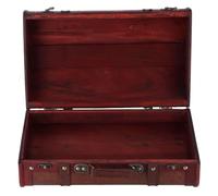 Baúl de cuero vintage de madera antigua con diseño de mapas, caja portátil nostálgica, cofre del tesoro decorativo, accesorios de fotografía, decoración retro