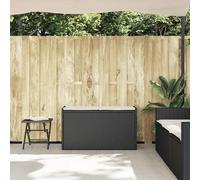 Baúl de exterior con cojín negro, 100 cm, de ratán sintético