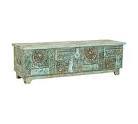 Baúl de madera artesanal azul 150x45x46h cm