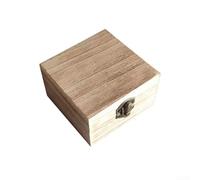 Baúl de madera natural vintage para almacenamiento de baratijas con soporte de cierre de metal, pequeño estuche de recuerdo para joyas, contenedor de té para hojas, grano de café, caja organizadora de