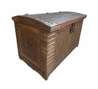 Baúl de madera y metal acabado artesanal marrón 166x94x104h cm